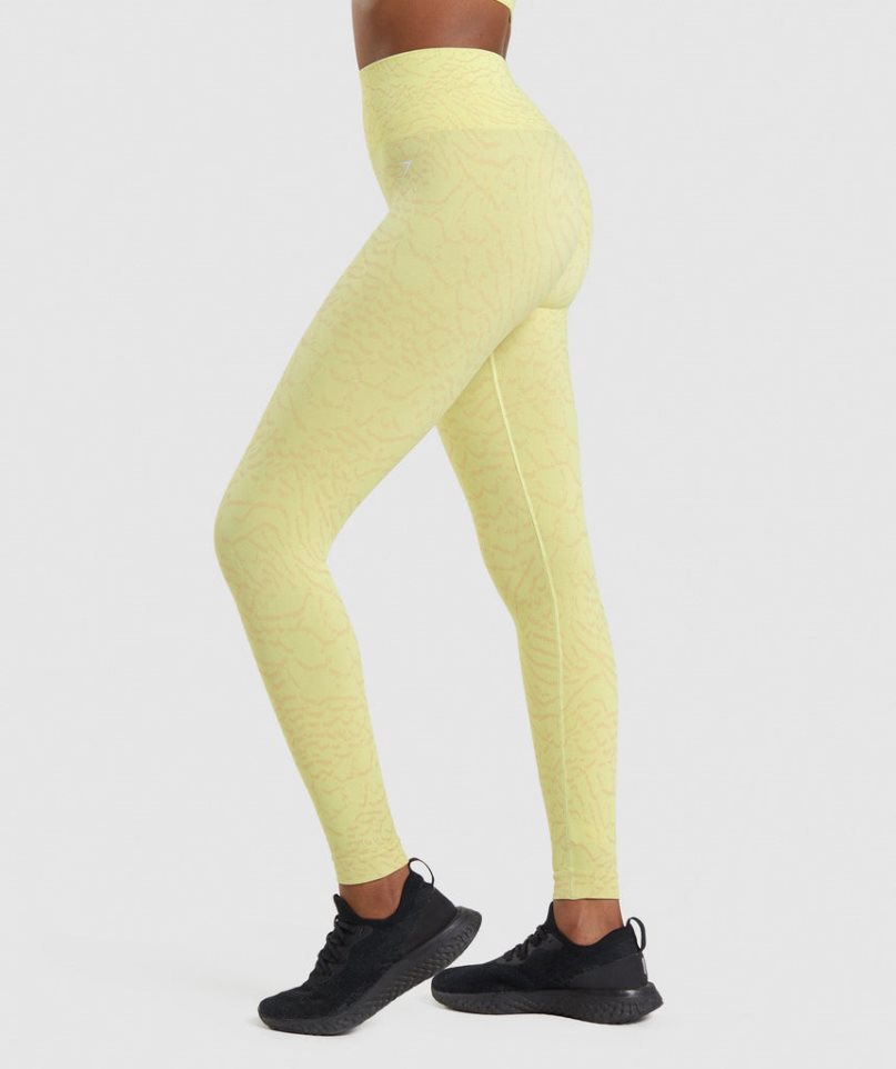 Women's Gymshark Adapt Animal Seamless Leggings Yellow | CA 8N63AD